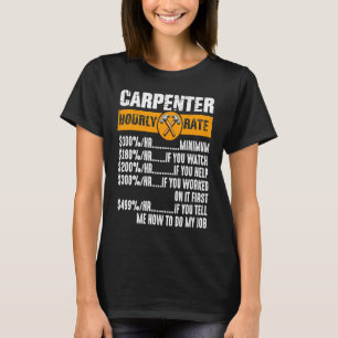Vintage-Tischlerkleidung Holzarbeiten Stundensatz T-Shirt