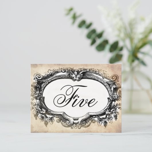 Vintage Tischnummer anpassen (Stehend Vorderseite)