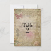 Vintage Tischnummer-Karten für Paris Einladung (Rückseite)