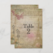 Vintage Tischnummer-Karten für Paris Einladung (Vorne/Hinten)
