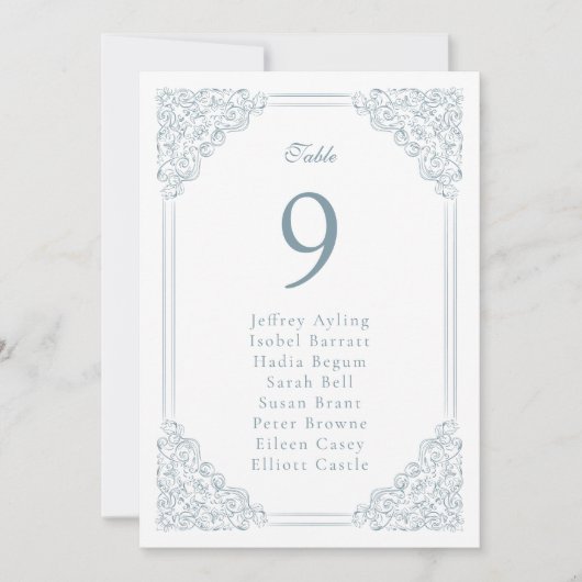 Vintage Tischnummer mit blauen Rahmen (Vorderseite)