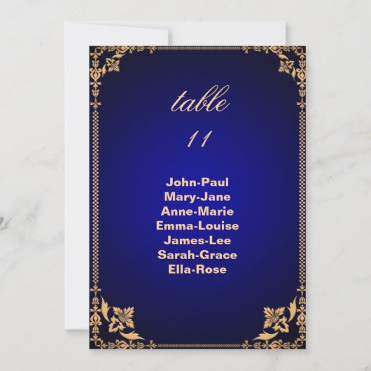 Vintage Tischnummer mit blauen Rahmen (Vorderseite)