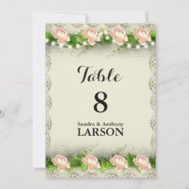 Vintage Tischnummern für Rose und Hochzeiten