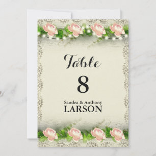 Vintage Tischnummern für Rose und Hochzeiten