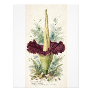 Vintage-Titan-Arum-Botanische-Illustration-Holzwan Fotodruck