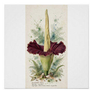 Vintage-Titan-Arum-Botanische-Illustration-Holzwan Poster