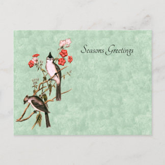 Vintage Titmaus-Paarung der 1860er Jahre Feiertagspostkarte