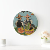 Vintage Tlaquepaque-Potterie-Inspirierte Wall-Uhr Große Wanduhr (Zuhause)