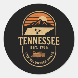 Vintage Tn Tennessee Est 1796 Orange USA-Flagge Sm Runder Aufkleber