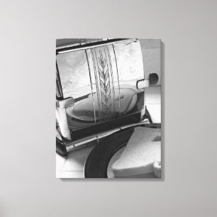 Vintage Toaster Schwarz-Weiß umwickelte Leinwand