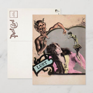 Vintage-Todsünde-Lust-Postkarte Postkarte
