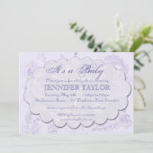 Vintage Toile Baby-Duschen-Einladung lila Einladung (Stehend Vorderseite)