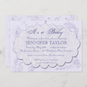 Vintage Toile Baby-Duschen-Einladung lila Einladung (Vorne/Hinten)