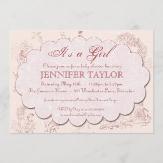 Vintage-Toile-Baby-Shower-Einladung Rosa Einladung