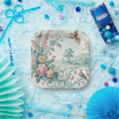 Vintage-Toile-Blumen Pappteller (Party)