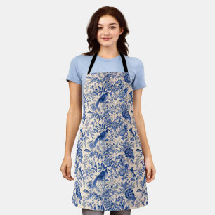 Vintage Toile de Jouy Blaues Schürze
