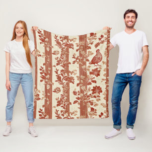 Vintage Toile de Jouy Blumengestreift mit Huhn (11 Fleecedecke