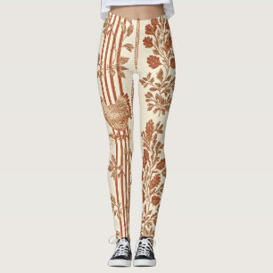 Vintage Toile de Jouy Blumengestreift mit Huhn (4) Leggings