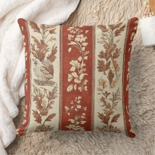 Vintage Toile de Jouy Blumengestreift mit Huhn (6) Kissen