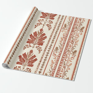 Vintage Toile de Jouy Blumenstreifen - Terrakotta  Geschenkpapier