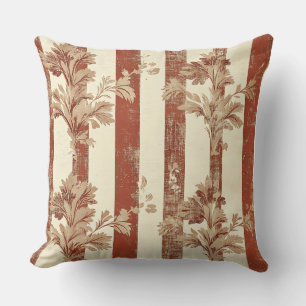 Vintage Toile de Jouy Blumenstreifen - Terrakotta  Kissen