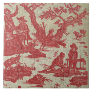Vintage Toile de Jouy malerische Szene Kachel