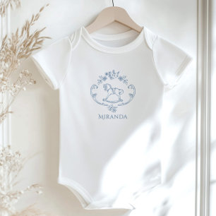 Vintage Toile de Jouy Schaukelpferd Baby Shower Strampler
