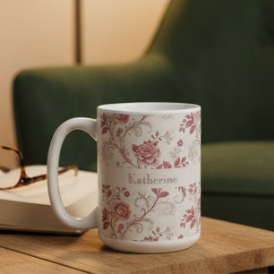 Vintage Toile De Jouy Staubrose Mustername Kaffeetasse