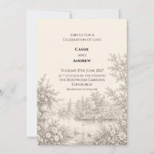 Vintage-Toile-Gartenhochzeit Einladung
