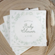 Vintage Toile Salbei Blumenranken-Babyparty