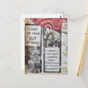 Vintage-Toilette Frauen Mixed-Media-Collage Postkarte