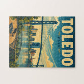 Vintage Toledo Ohio Skyline Puzzle (Horizontal)
