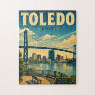 Vintage Toledo Ohio Skyline Puzzle