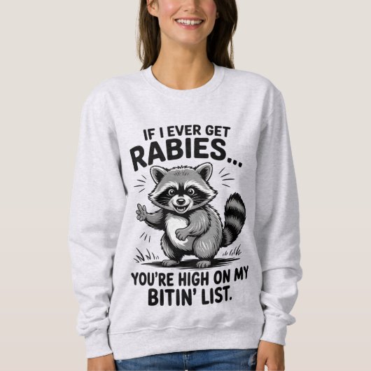 Vintage Tollwut Sarcasm Raccoon Spaß Sweatshirt (Vorderseite)