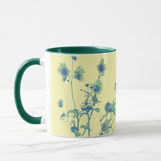 Vintage Töne Sonnenblumen Tassen Cup Grün (Links)