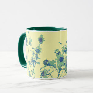 Vintage Töne Sonnenblumen Tassen Cup Grün