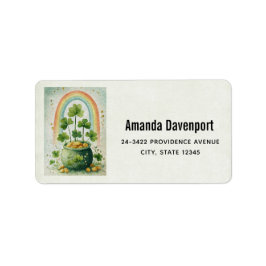 Vintage-Topf mit Gold und Regenbogen-Adresse Adressaufkleber