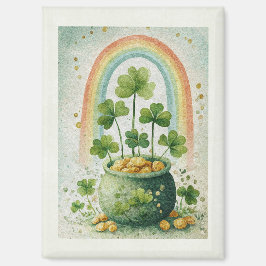 Vintage Topf mit Gold und Regenbogen Magnet