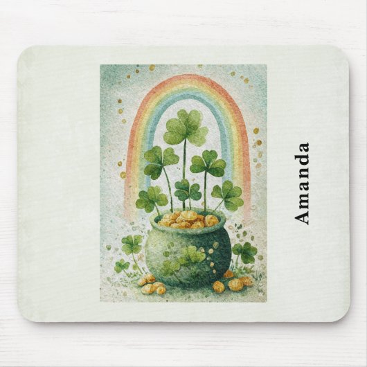 Vintage Topf mit Gold und Regenbogen Mousepad (Vorne)