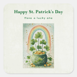 Vintage Topf mit Gold und Regenbogen St. Patrick's Quadratischer Aufkleber