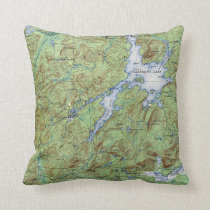 Vintage-Topografische Karte des Cranberry Lake New Kissen