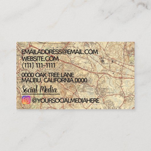 Vintage Topographiegeschäftskarte Visitenkarte (Rückseite)