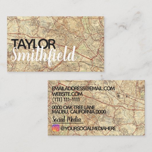 Vintage Topographiegeschäftskarte Visitenkarte (Vorne/Hinten)