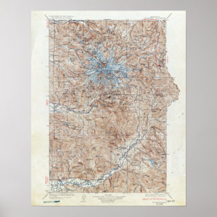 Vintage topographische Karte Washington des Mount Poster
