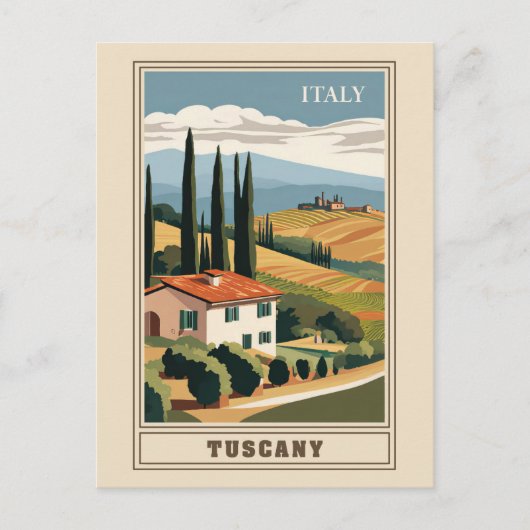 Vintage Toskana Italien Italien Villa Retro Postkarte (Vorderseite)