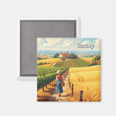 Vintage Toskana Italien Landschaft Magnet (Vorderseite/Rückseite)