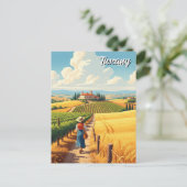 Vintage Toskana Italien Landschaft Postkarte (Stehend Vorderseite)