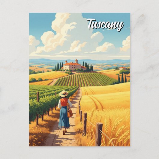 Vintage Toskana Italien Landschaft Postkarte (Vorderseite)