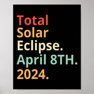Vintage Totale Sonnenfinsternis 8. April 2024 Poster