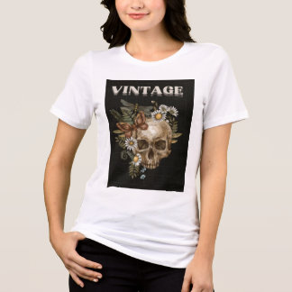 Vintage-Totenkopf-Botanik-Floral-Cottagecore-Damen Tri-Blend Shirt